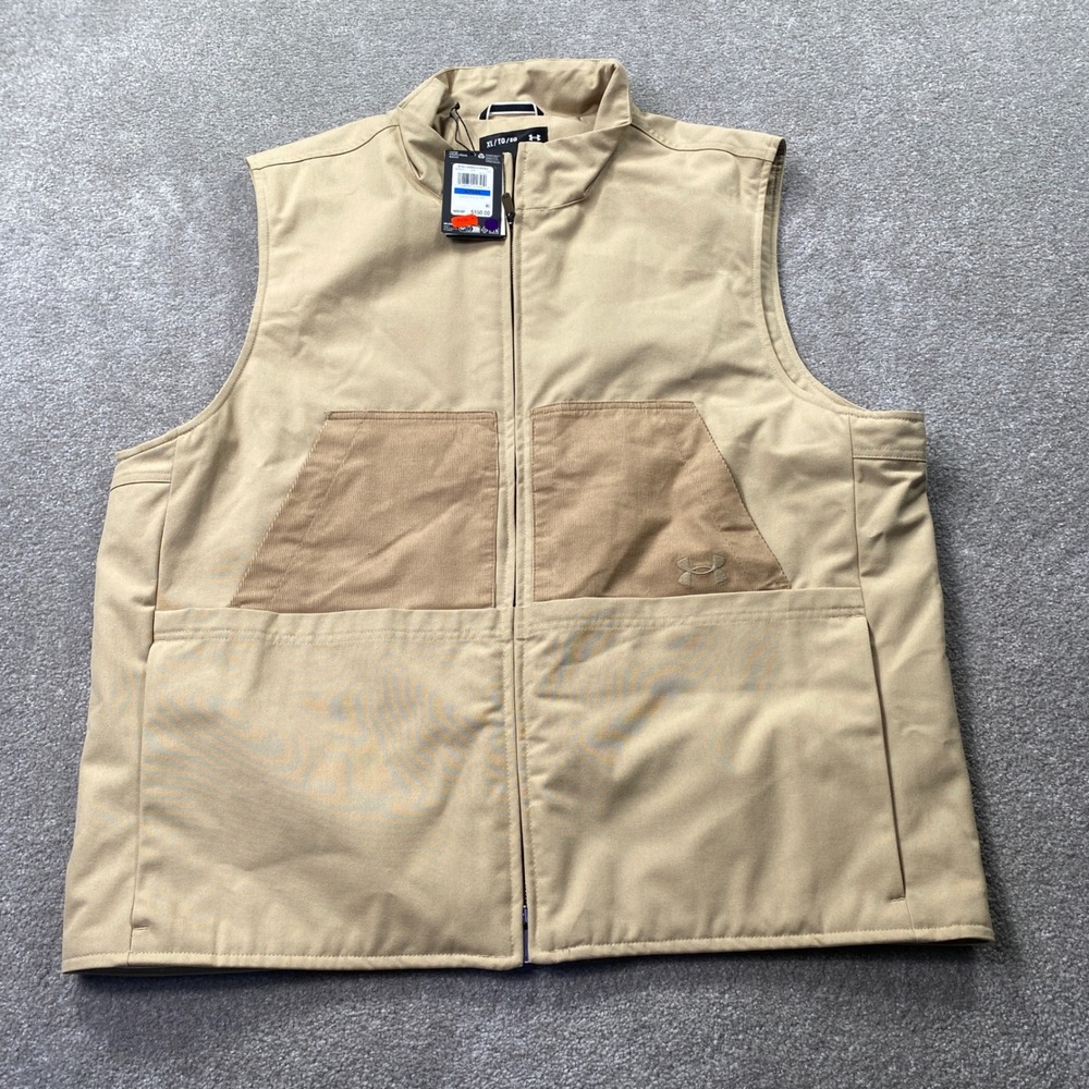 Under Armour Expanse Utility Vest Mens XL Tan Canvas Quilted Workwear 6000881
